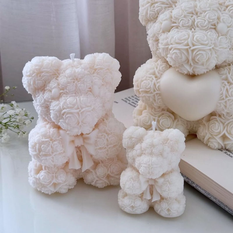 Soap Making Gifts - Rose Bow Bear Candle Silicone Mold